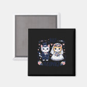 Bachelorette Wedding Party Bruid Groom Cats Just M Magneet (Voorkant / Achterkant)