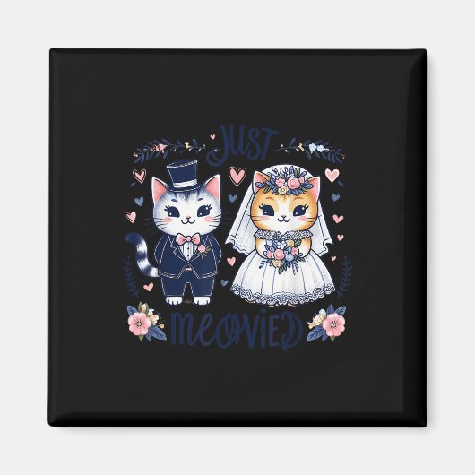 Bachelorette Wedding Party Bruid Groom Cats Just M Magneet (Voorkant)