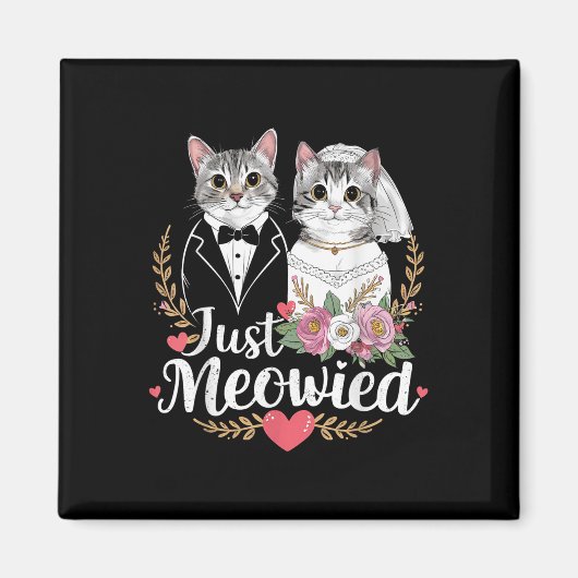 Bachelorette Wedding Party Bruid Groom Cats Just M Magneet (Voorkant)