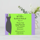 Bachelorette Weekend Black Dress Custom Invites Kaart (Staand voorkant)