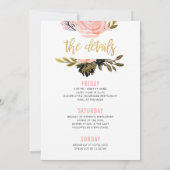 Bachelorette weekend blush roze zwarte goudbloem kaart (Achterkant)