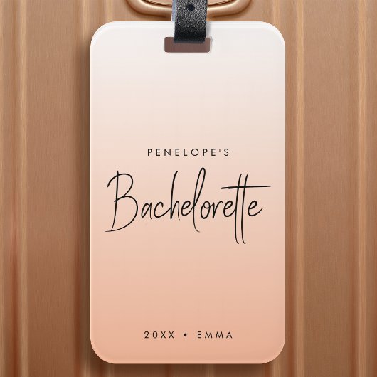 Bachelorette Weekend | Coral Ombre Elegant Peach Bagagelabel