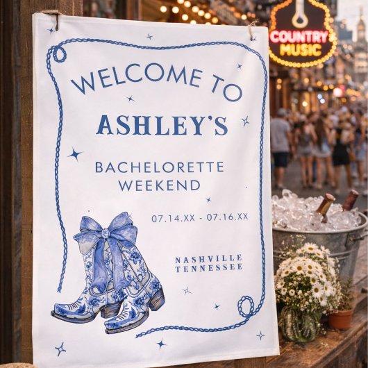 Bachelorette Weekend Feest Blauwe Welkomstbord Spandoek
