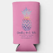 Bachelorette Weekend Feest Roze Ananas Script Seltzer Blikjeskoeler (Voorkant)