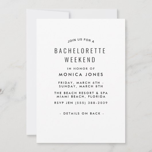 Bachelorette Weekend feestuitnodiging Kaart (Voorkant)