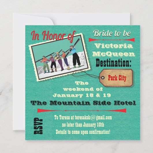 Bachelorette Weekend Getaway Party Kaart (Achterkant)