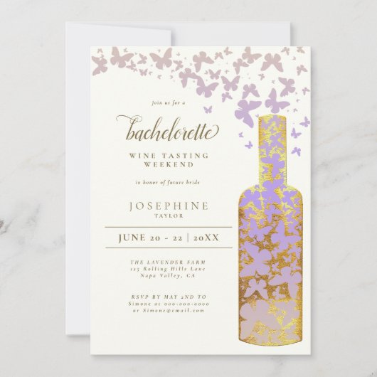 Bachelorette Weekend Gold Butterflies Kaart (Voorkant)