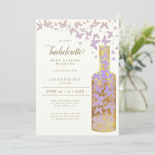 Bachelorette Weekend Gold Butterflies Kaart (Staand voorkant)