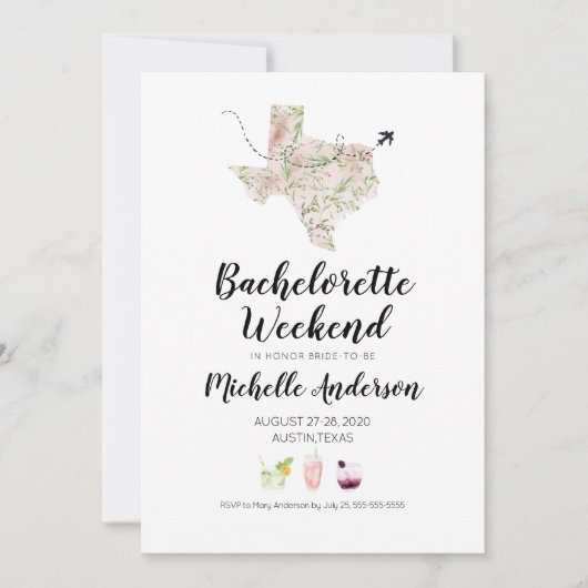 Bachelorette Weekend in Austin Texas Invitation Kaart (Voorkant)