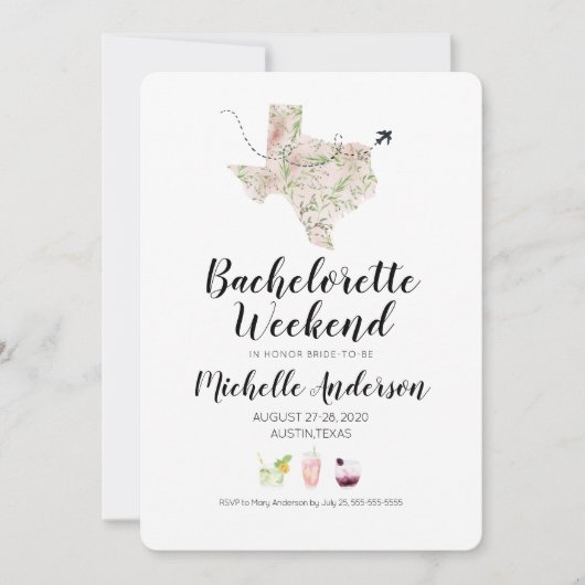 Bachelorette Weekend in Austin Texas Invitation Kaart (Voorkant)