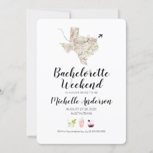Bachelorette Weekend in Austin Texas Invitation Kaart