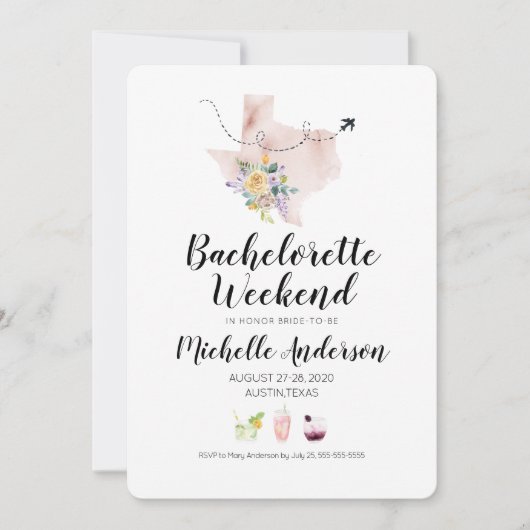 Bachelorette Weekend in Austin Texas Invitation Kaart (Voorkant)