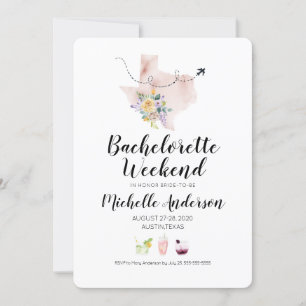 Bachelorette Weekend in Austin Texas Invitation Kaart