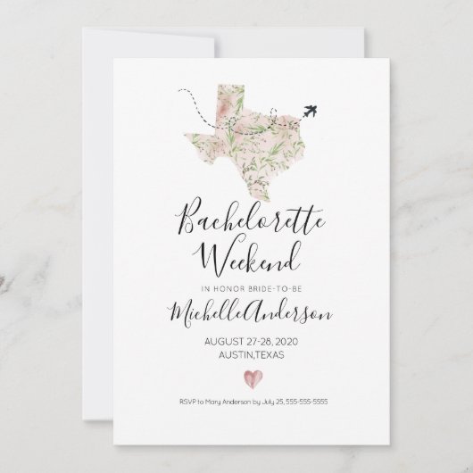Bachelorette Weekend in Austin Texas Invitation Kaart (Voorkant)