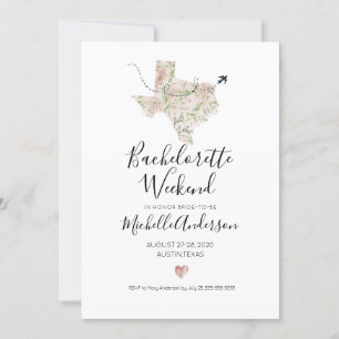Bachelorette Weekend in Austin Texas Invitation Kaart
