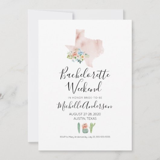 Bachelorette Weekend in Austin Texas Invitation Kaart (Voorkant)