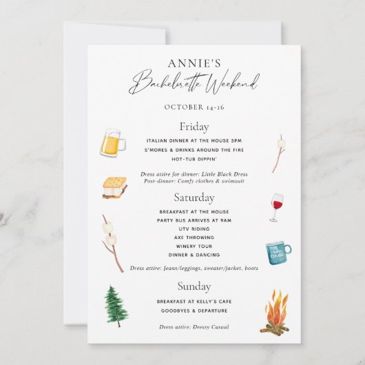 Bachelorette Weekend in de uitnodiging tot het ind (Achterkant)