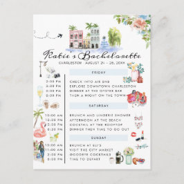 Bachelorette Weekend Itinerarium | Charleston, SC Uitnodiging Briefkaart