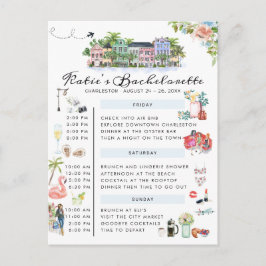 Bachelorette Weekend Itinerarium | Charleston, SC Uitnodiging Briefkaart