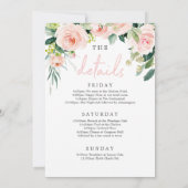 Bachelorette Weekend Itinerary Airy Blush Floral Kaart (Achterkant)