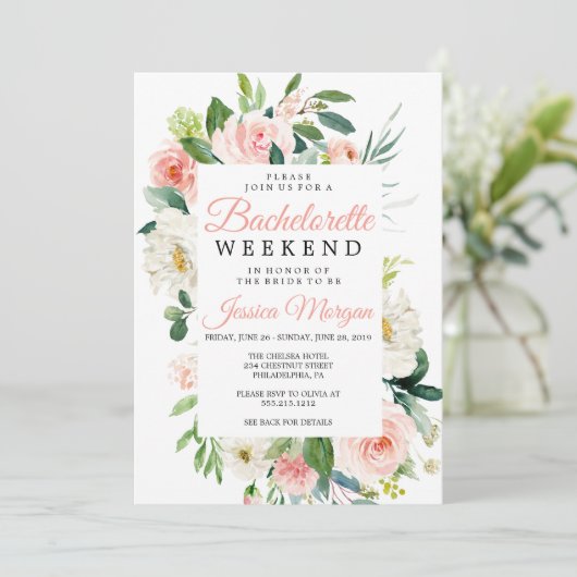 Bachelorette Weekend Itinerary Airy Blush Kaart (Staand voorkant)