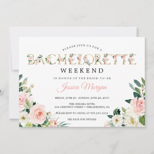 Bachelorette Weekend Itinerary Airy Blush Kaart (Voorkant)