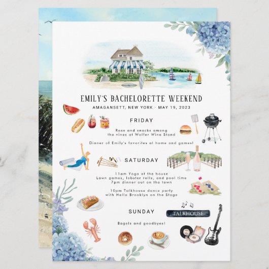 Bachelorette Weekend Itinerary | Amagansett, NY Kaart (Voorkant / Achterkant)