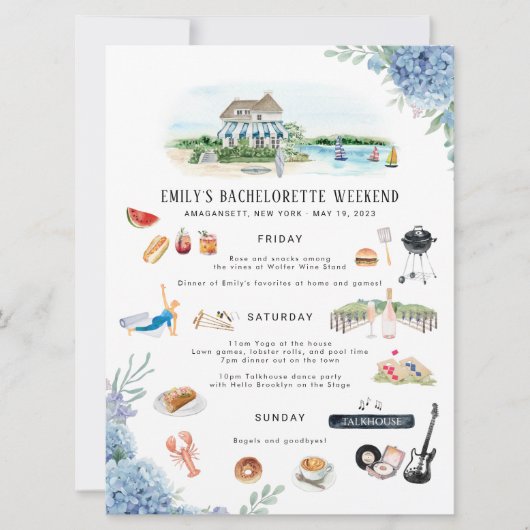 Bachelorette Weekend Itinerary | Amagansett, NY Kaart (Voorkant)