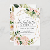 Bachelorette Weekend Itinerary Blush Hydrangea Kaart (Voorkant / Achterkant)