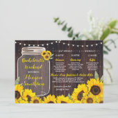 Bachelorette Weekend Itinerary Bridal Sunflower Kaart (Staand voorkant)