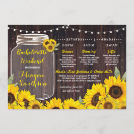 Bachelorette Weekend Itinerary Bridal Sunflower Kaart