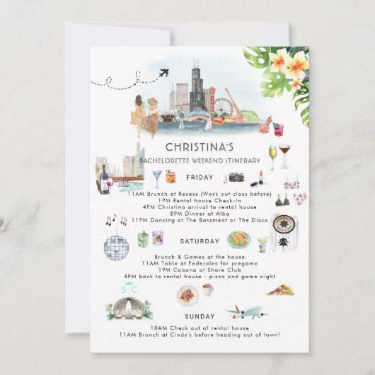 Bachelorette Weekend Itinerary | Chicago Kaart (Voorkant)