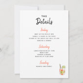 Bachelorette Weekend Itinerary Cocktail Drinken Kaart (Achterkant)