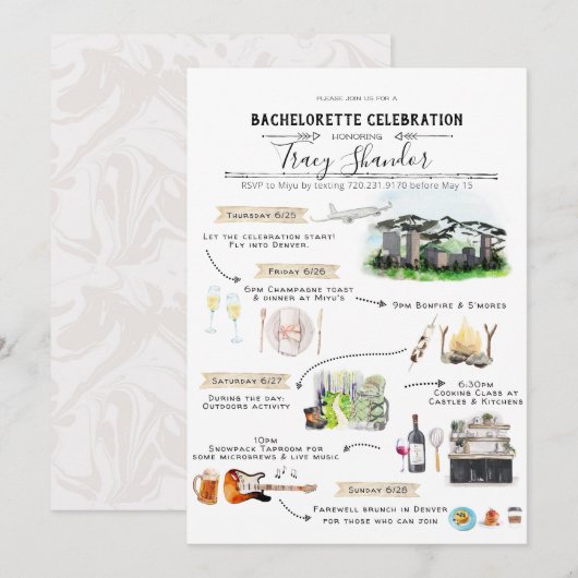 Bachelorette Weekend Itinerary | Denver, Colorado Kaart (Voorkant / Achterkant)