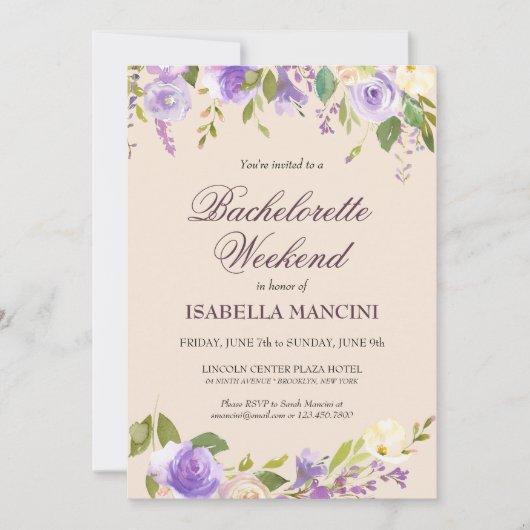 Bachelorette Weekend Itinerary Elegant Floral Kaart (Voorkant)