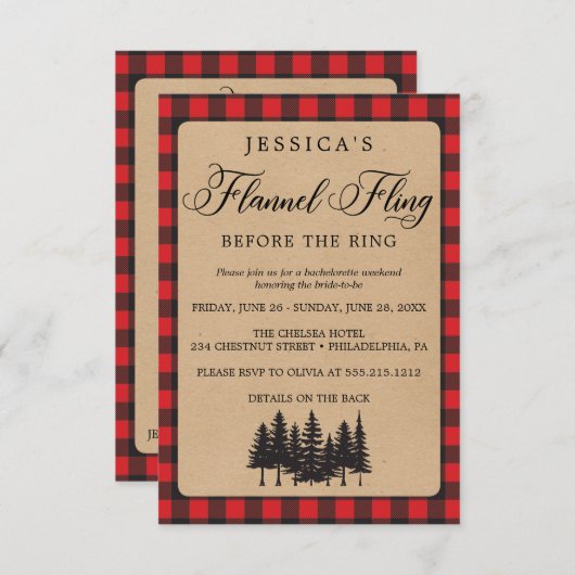 Bachelorette Weekend Itinerary Fling Kaart (Voorkant / Achterkant)