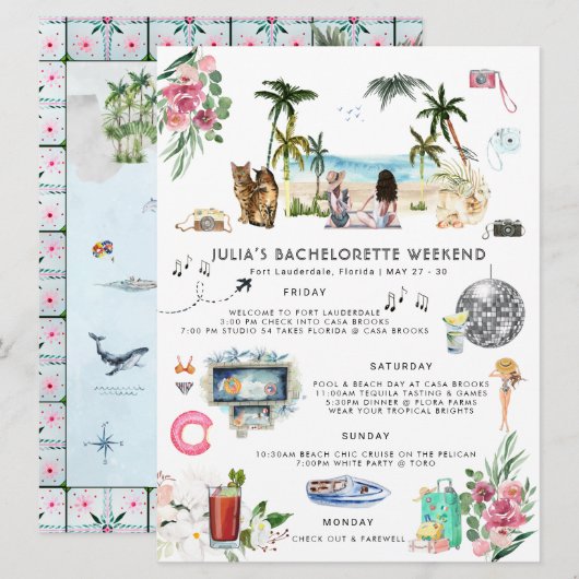 Bachelorette Weekend Itinerary | Ft Lauderdale Kaart (Voorkant / Achterkant)