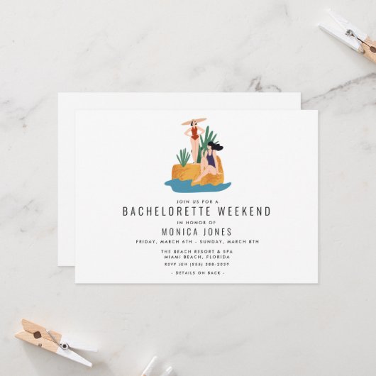 Bachelorette Weekend Itinerary Girl Kaart (Voorkant / Achterkant in situ)