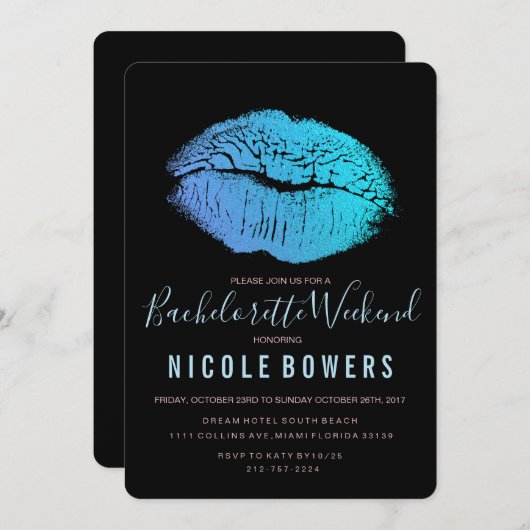 Bachelorette Weekend Itinerary Invitation Kaart (Voorkant / Achterkant)