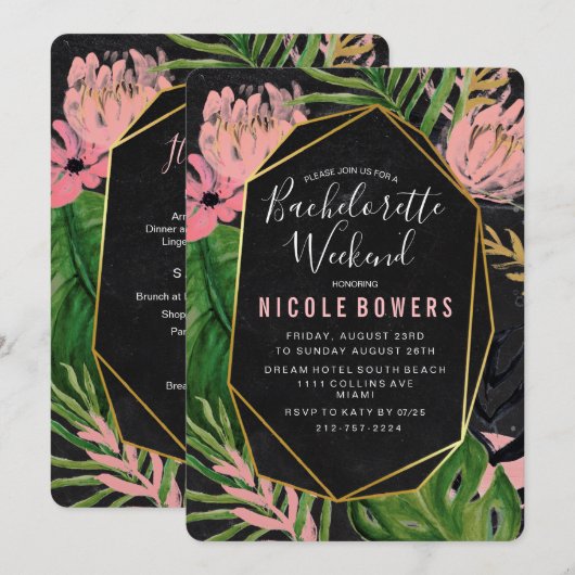 Bachelorette Weekend Itinerary Invitation Kaart (Voorkant / Achterkant)