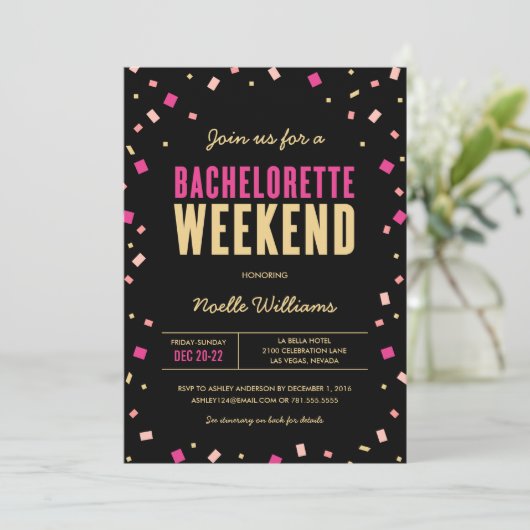 Bachelorette Weekend Itinerary Invitation Kaart (Staand voorkant)