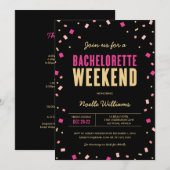 Bachelorette Weekend Itinerary Invitation Kaart (Voorkant / Achterkant)