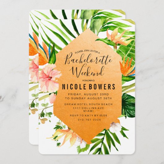 Bachelorette Weekend Itinerary Invitation Kaart (Voorkant / Achterkant)