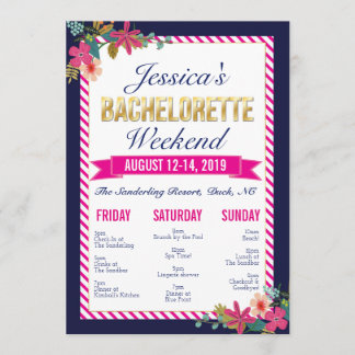 Bachelorette Weekend Itinerary Invitation Programmakaart