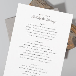 Bachelorette Weekend Itinerary Kaart