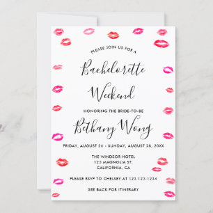Bachelorette Weekend Itinerary Kiss lipstick Kaart