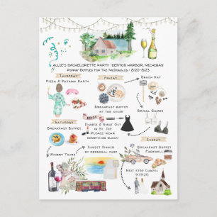 Bachelorette Weekend Itinerary   Meer van Michigan Uitnodiging Briefkaart