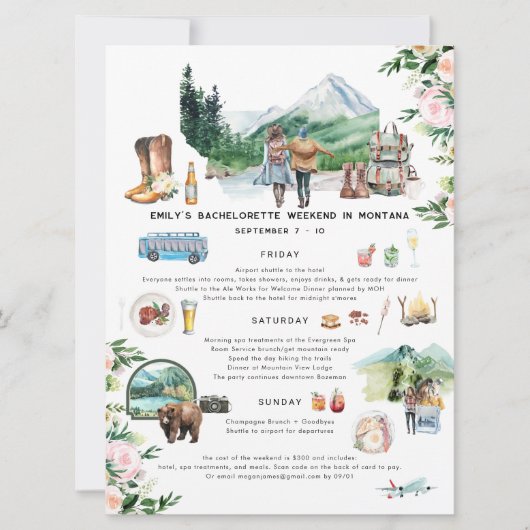 Bachelorette Weekend Itinerary | Montana-gebergte Kaart (Voorkant)
