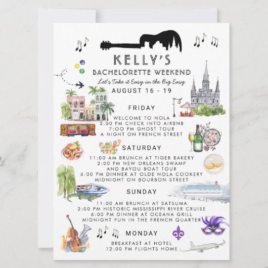 Bachelorette Weekend Itinerary | New Orleans Kaart (Voorkant)