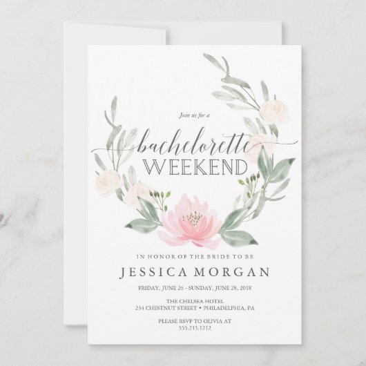 Bachelorette Weekend Itinerary Pastel Blush Kaart (Voorkant)